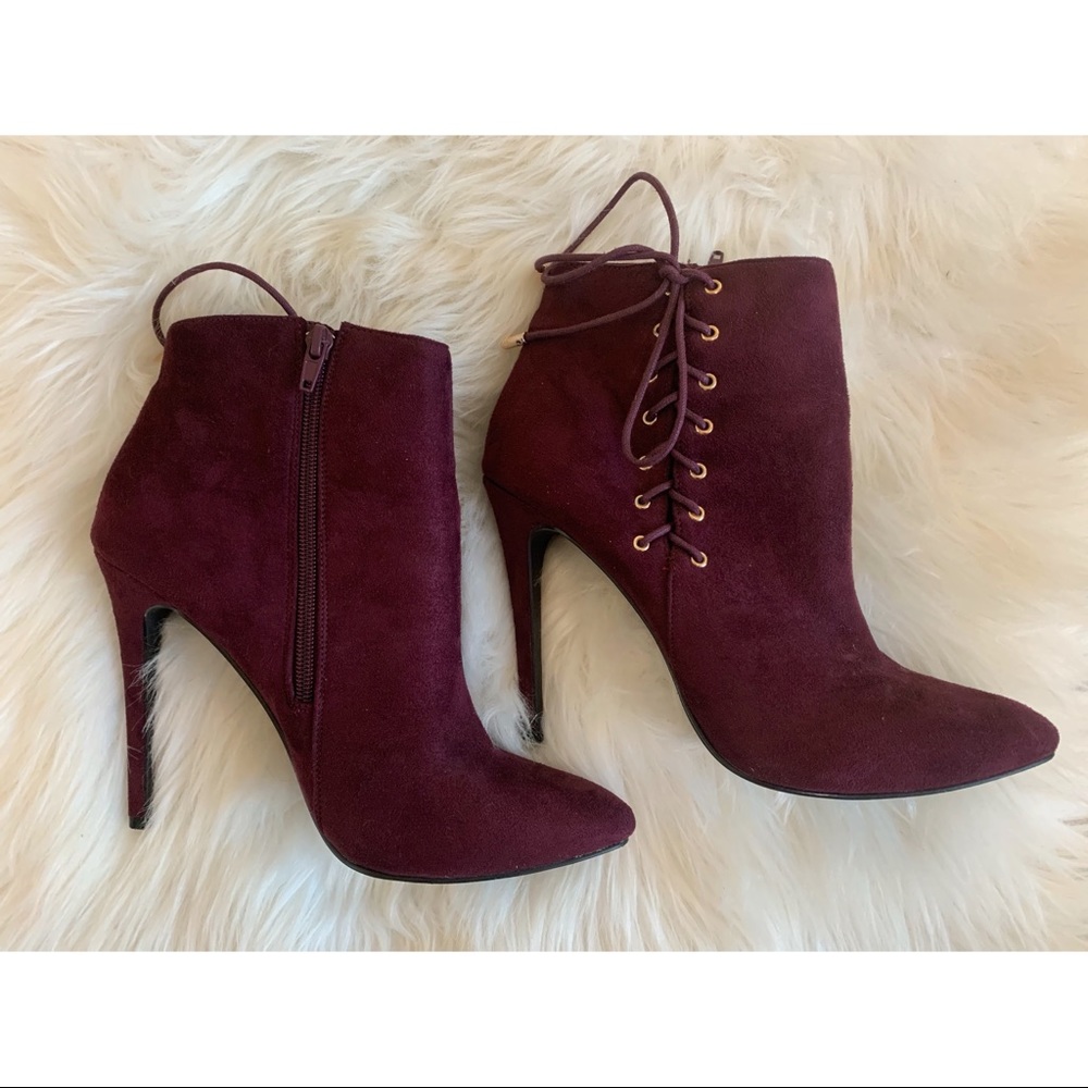 VELVET DEEP RUBY BOOTIES